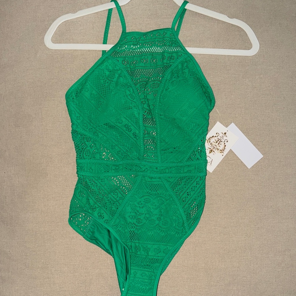 BECCA swim Lace Halter One-Piece Swim suit